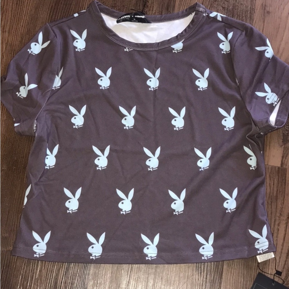 PLAYBOY NWT Bunny Print T-Shirt BUNNY ON REPEAT Adult small or juniors XL